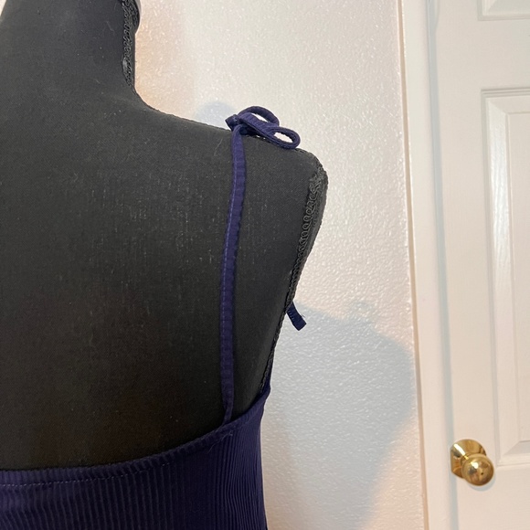 Topshop Navy Blue Button Front Tie Straps Mini Dress Size 4 - Picture 6 of 11